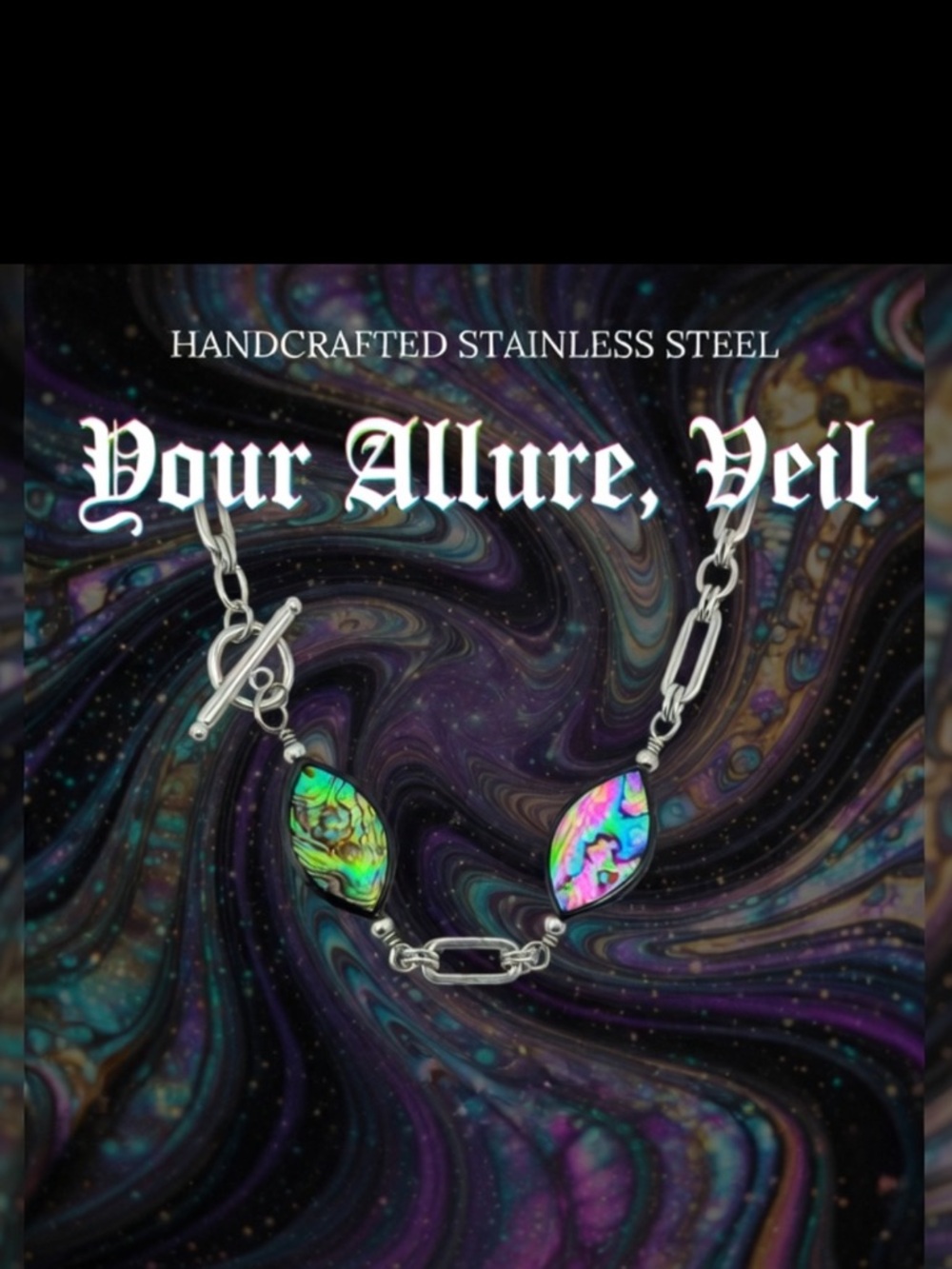 Shell Girl #5- Abalone Shell Chain Link Bracelet Stainless Steel - Picture 3 of 3